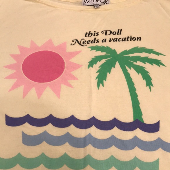 NWOT Wildfox “this doll needs a vacation” sz M - Picture 2 of 6